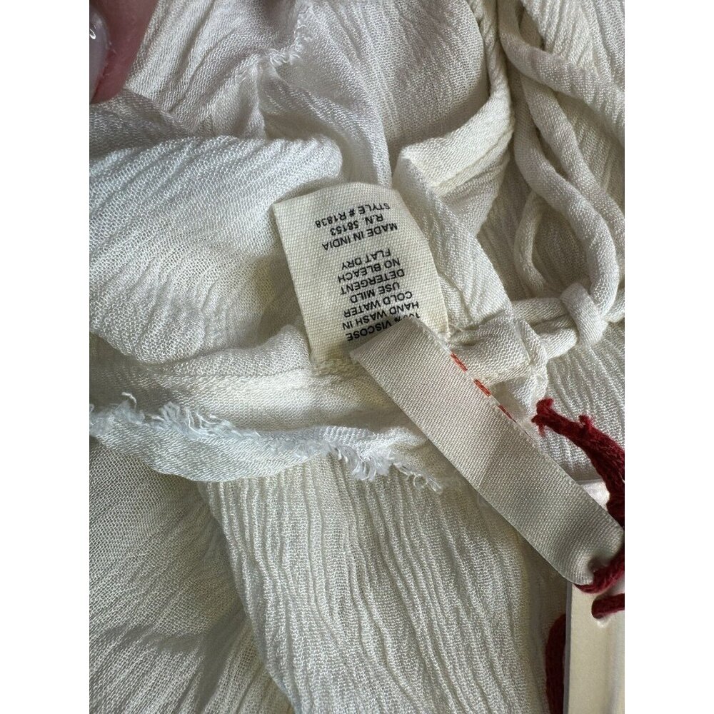 Anthropologie RAGA Women's Sz XS White EMBROIDERED PEARL Baby Doll Midi Dress - Picture 10 of 10